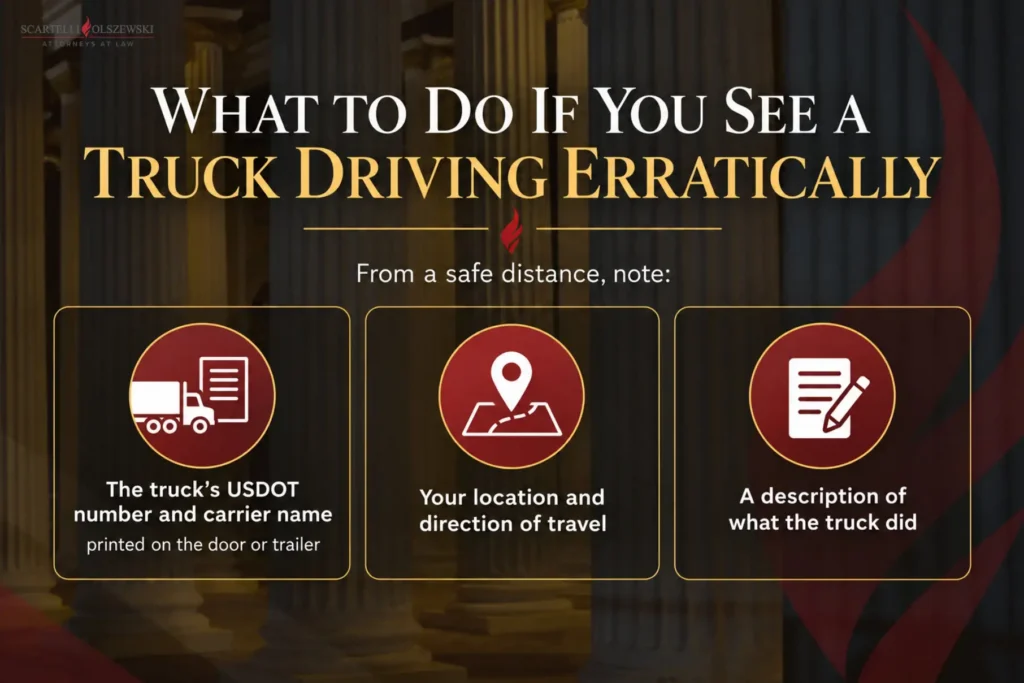 What to do if you see truck driving erratically
