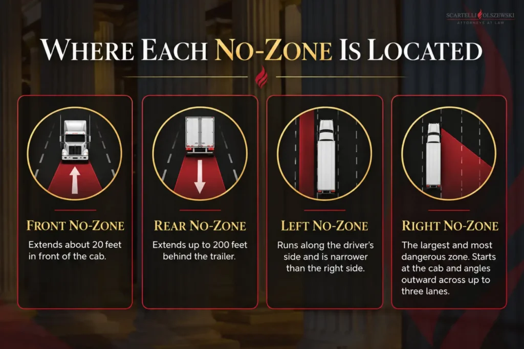 Where each no-zone is located