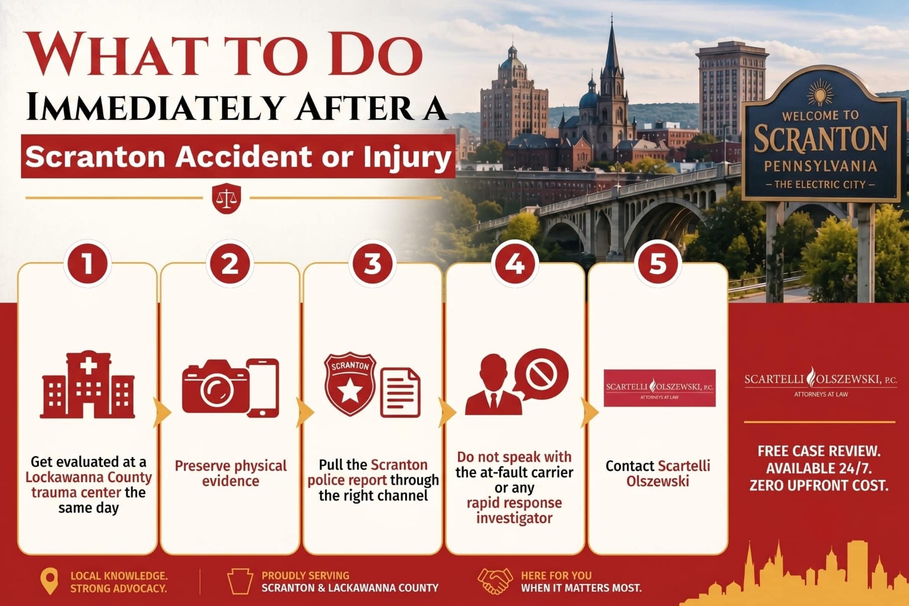 Scranton Personal Injury Lawyer 3 Infographics on what to do after an accident in scranton