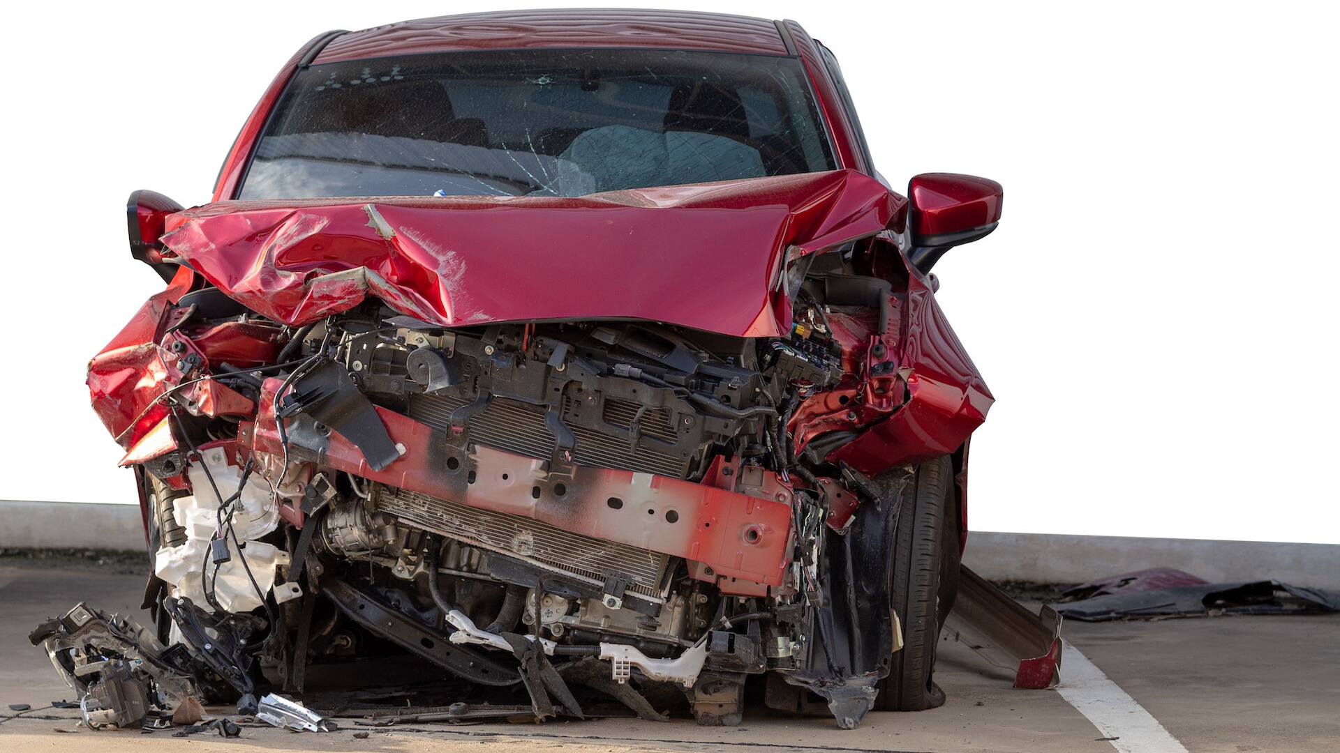 Red car in car accident