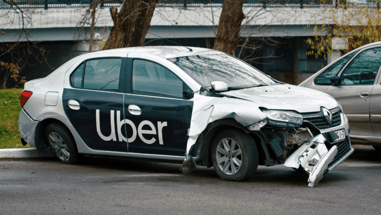 Uber vehicle after a car accident