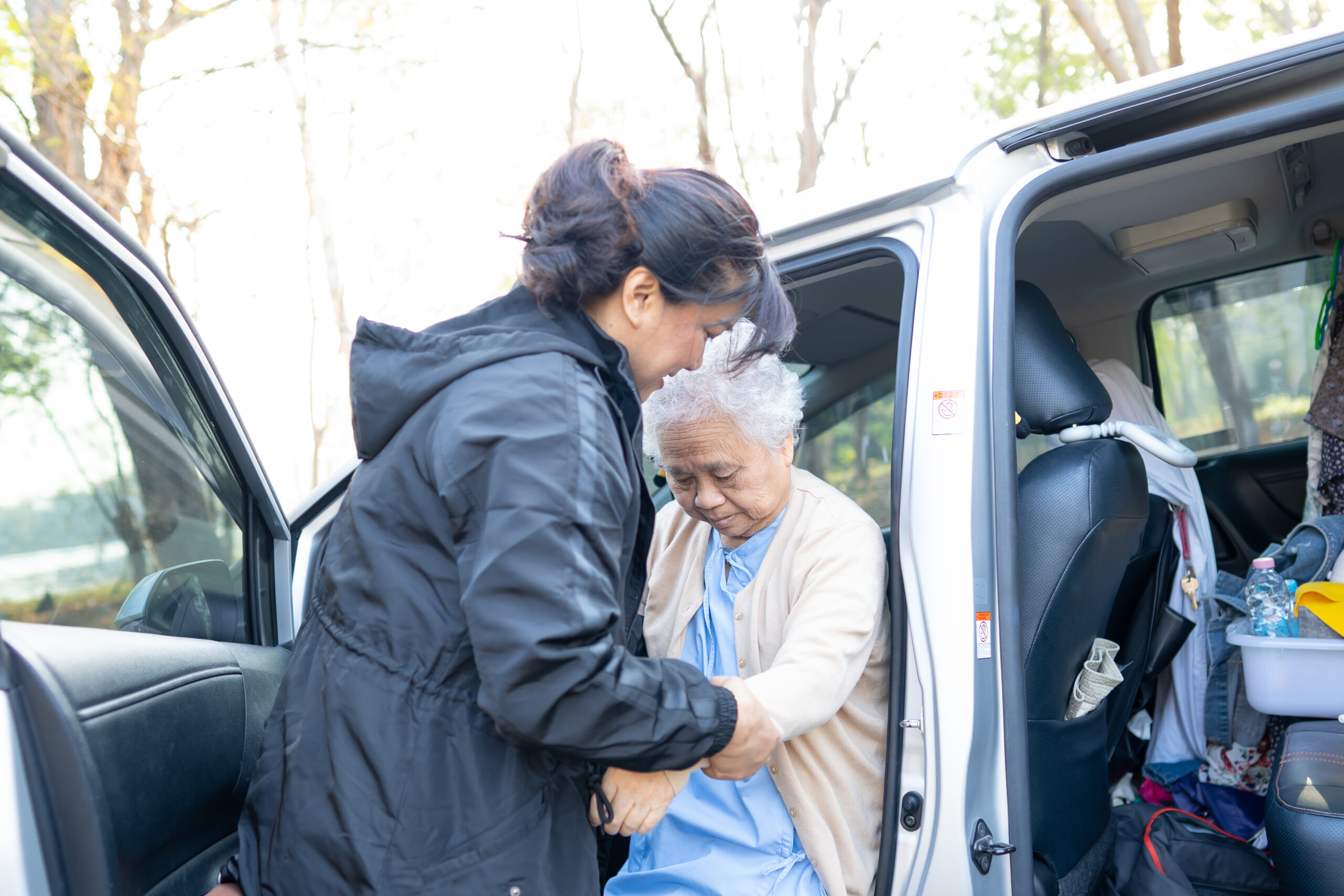 Caregiver supporting a senior